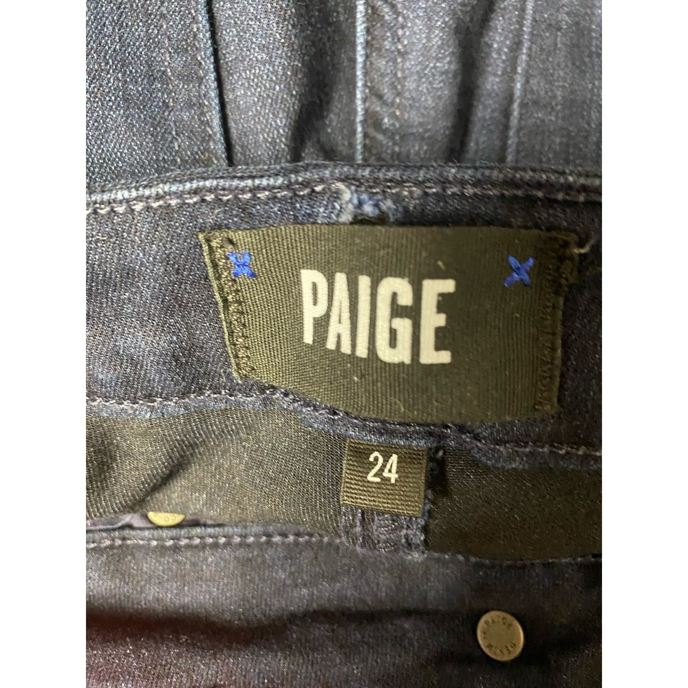 PAIGE Verdugo Ankle Jeans 24 Dark Wash High Waist Cotton Blend Denim Skinny - Picture 4 of 5